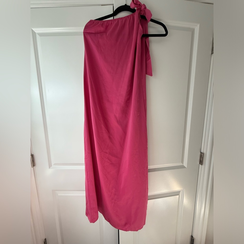 Pink One-Shoulder Maxi Dress - Picture 3 of 4